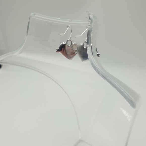 Guess Silver & Red Rhinestone Heart Pendant Hook Earrings - Picture 2 of 7